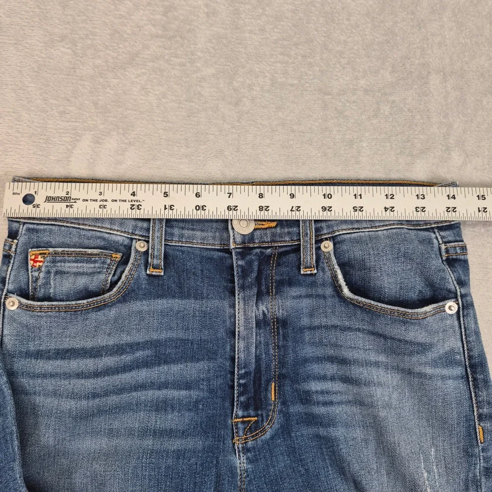Hudson 28 Harper High Rise Crop Bootcut Jeans Medium Wash Distressed Denim